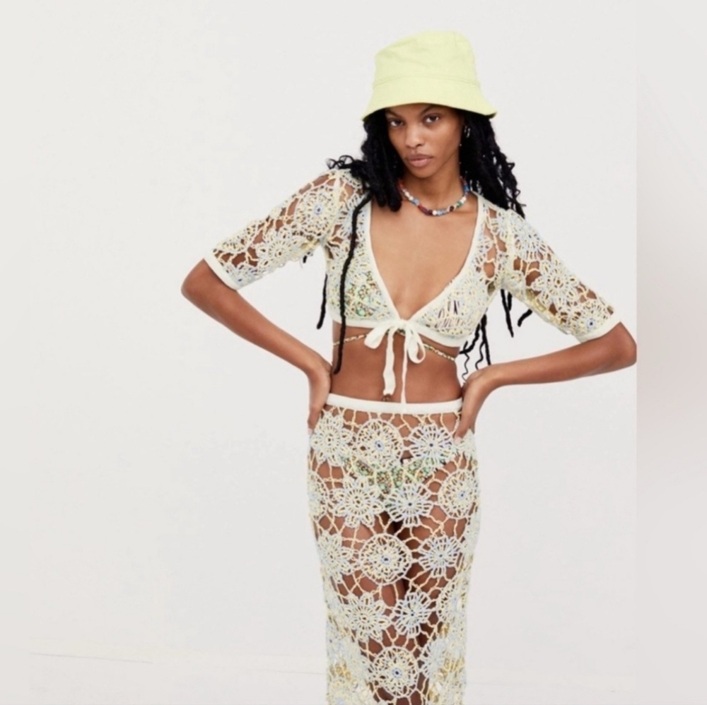 Crochet Floral Swim Cover-Up Set